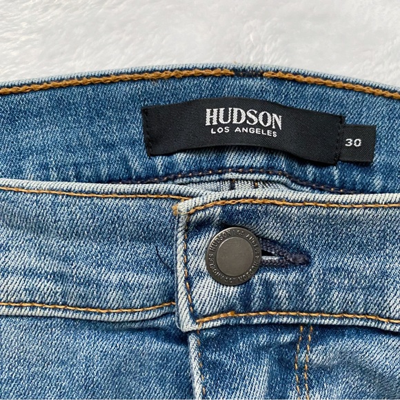 Hudson Nico Super Skinny Mid Rise Medium Wash Distressed Jeans - Picture 5 of 13